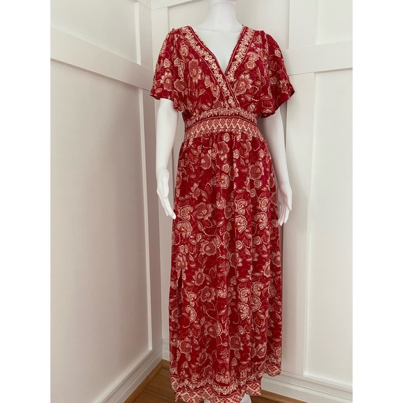 Angies Red Floral Printed Maxi Dress Bohemian Elegance for Spring* Size MED WD46 - Picture 12 of 14